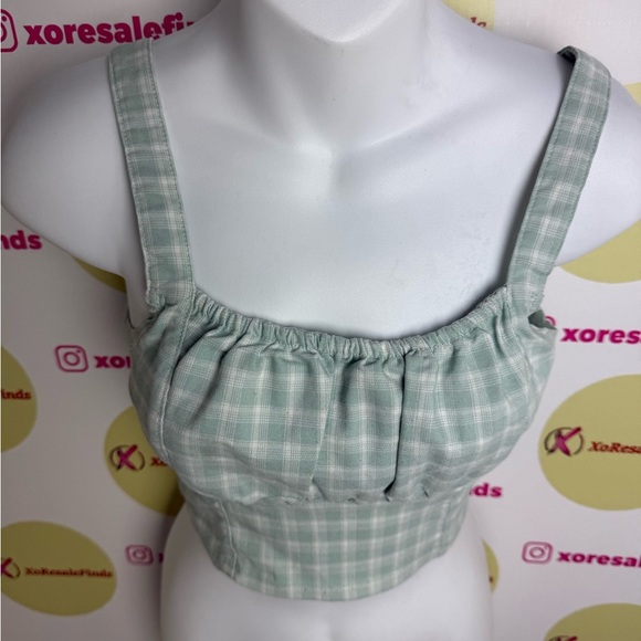 Hollister Mint Green Gingham Crop Top - Picture 3 of 6